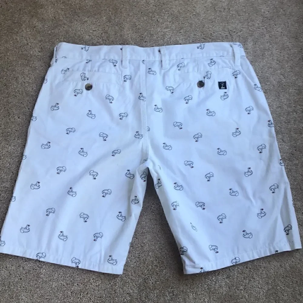 Men’s size 36 Raw Yarn Industries cotton chino white shorts summer ducky floats